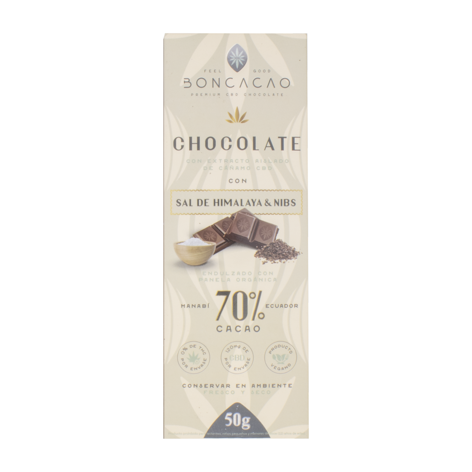 Chocolate Con Sal De Himalaya & Nibs BONCACAO 50 G