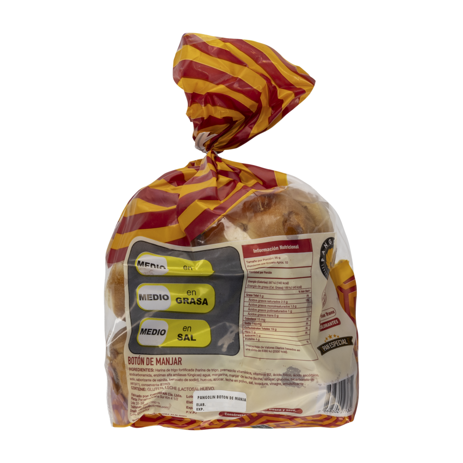 Pan Botón De Manjar PANGOLÍN 360 G
