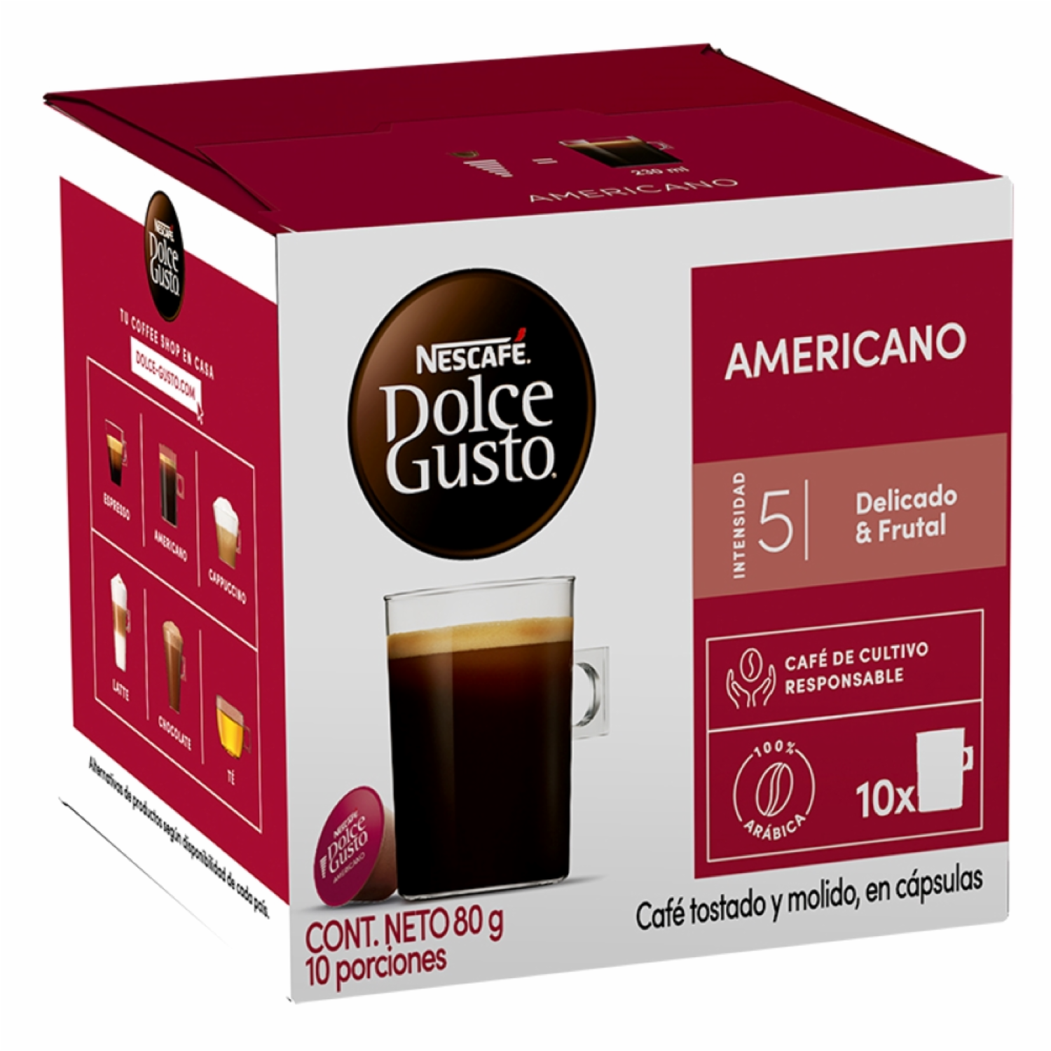 Café En Cápsulas Americano NESCAFÉ DOLCE GUSTO 10 Capsulas 80 G