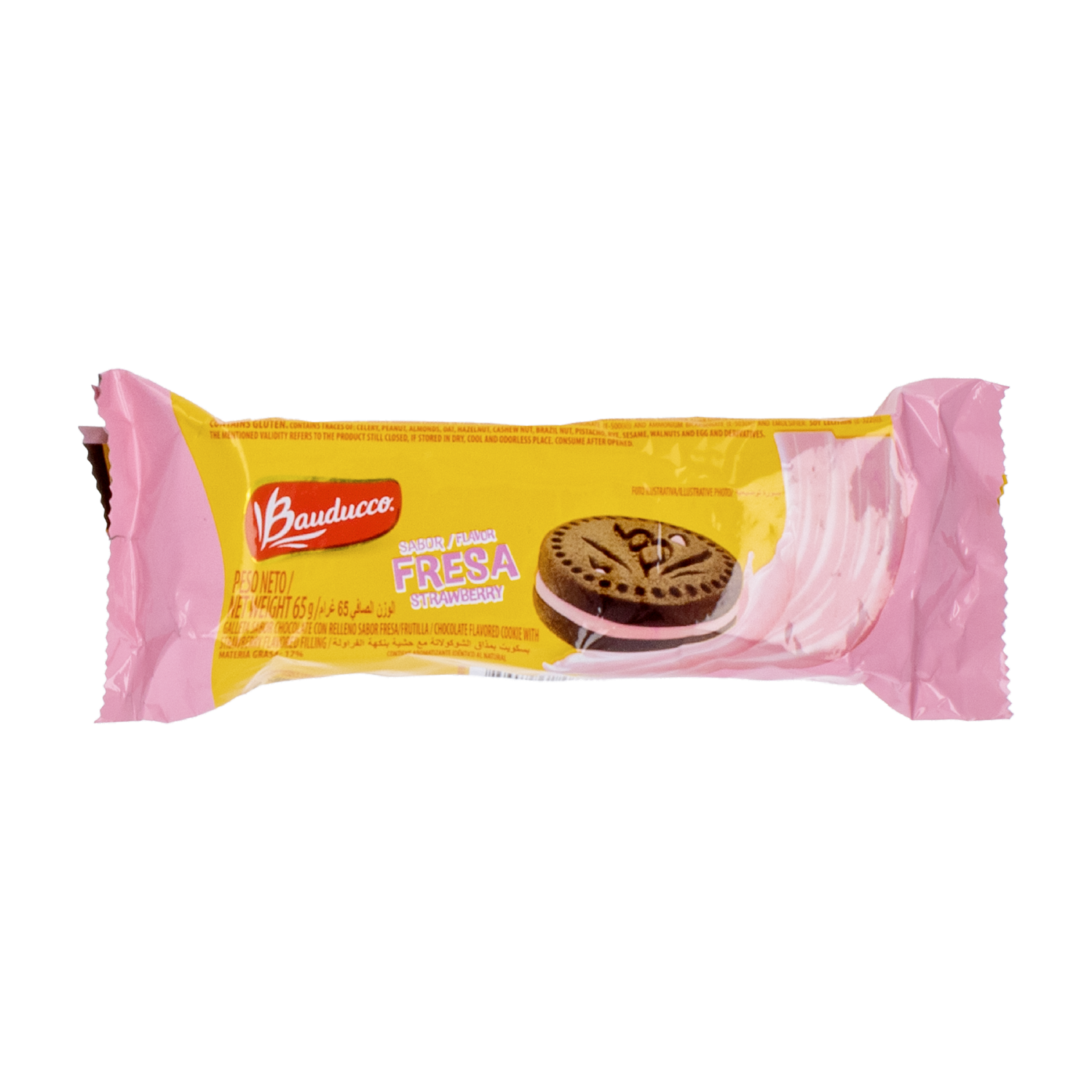 Galletas Dulces Rellena De Fresa Y Frutilla Sabor A Chocolate BAUDUCCO 65 G