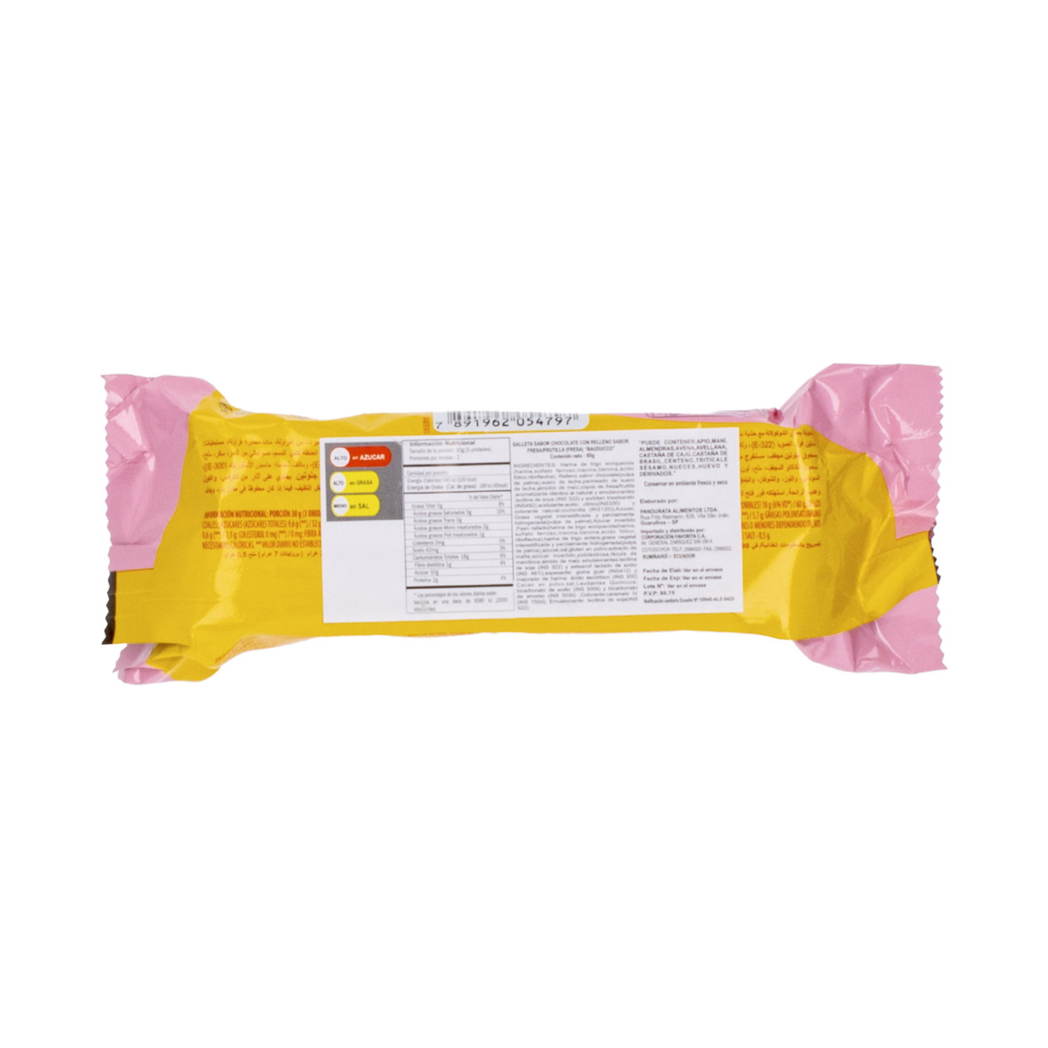 Galletas Dulces Rellena De Fresa Y Frutilla Sabor A Chocolate BAUDUCCO 65 G