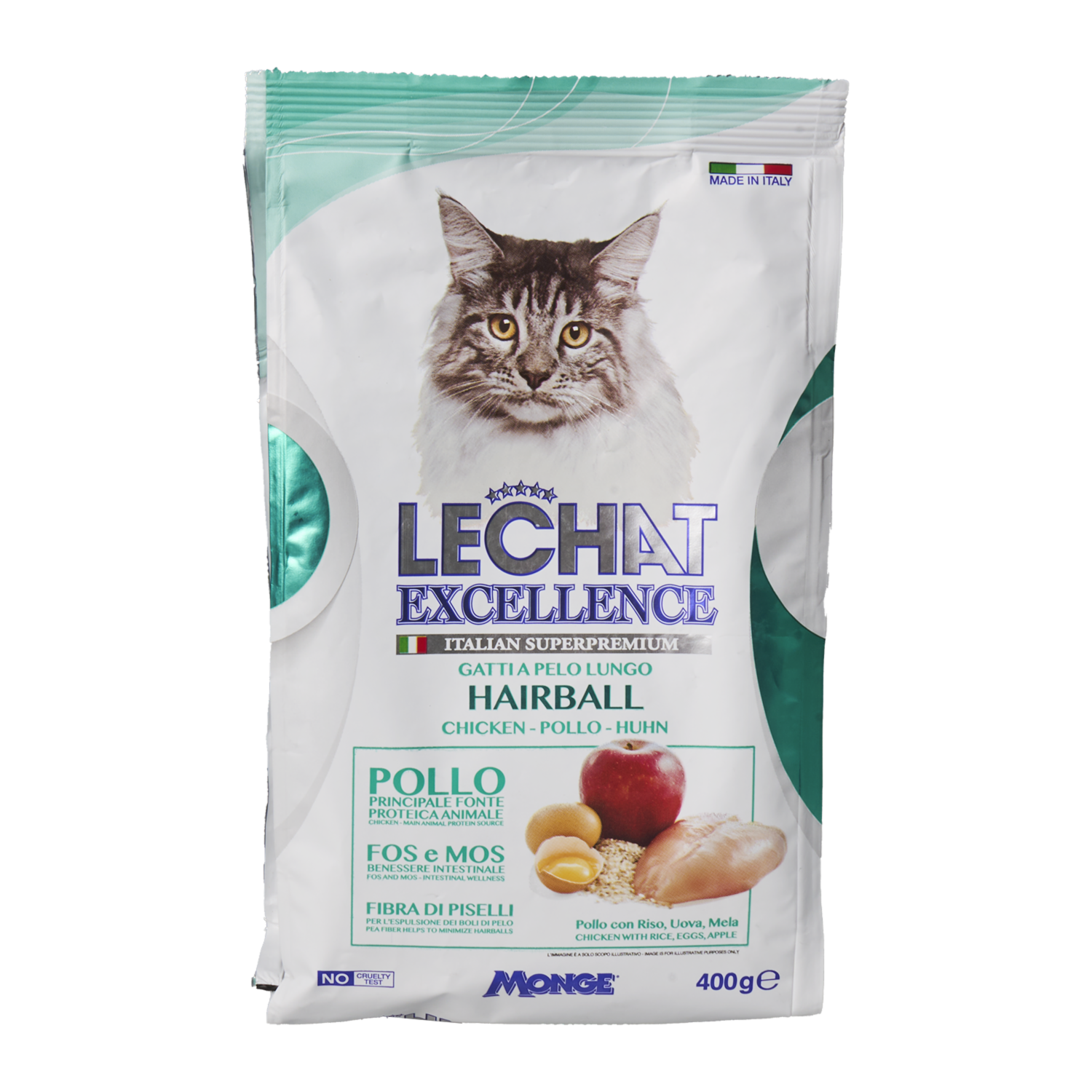Alimento Para Gatos Adultos Con Pollo Arroz Huevo Manzana Reductor De Bolas De Pelo EXCELLENCE 400 G
