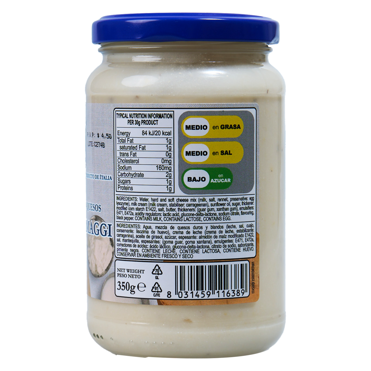 Salsa Para Pasta A Los Cuatro Quesos OTTIMA 350 G