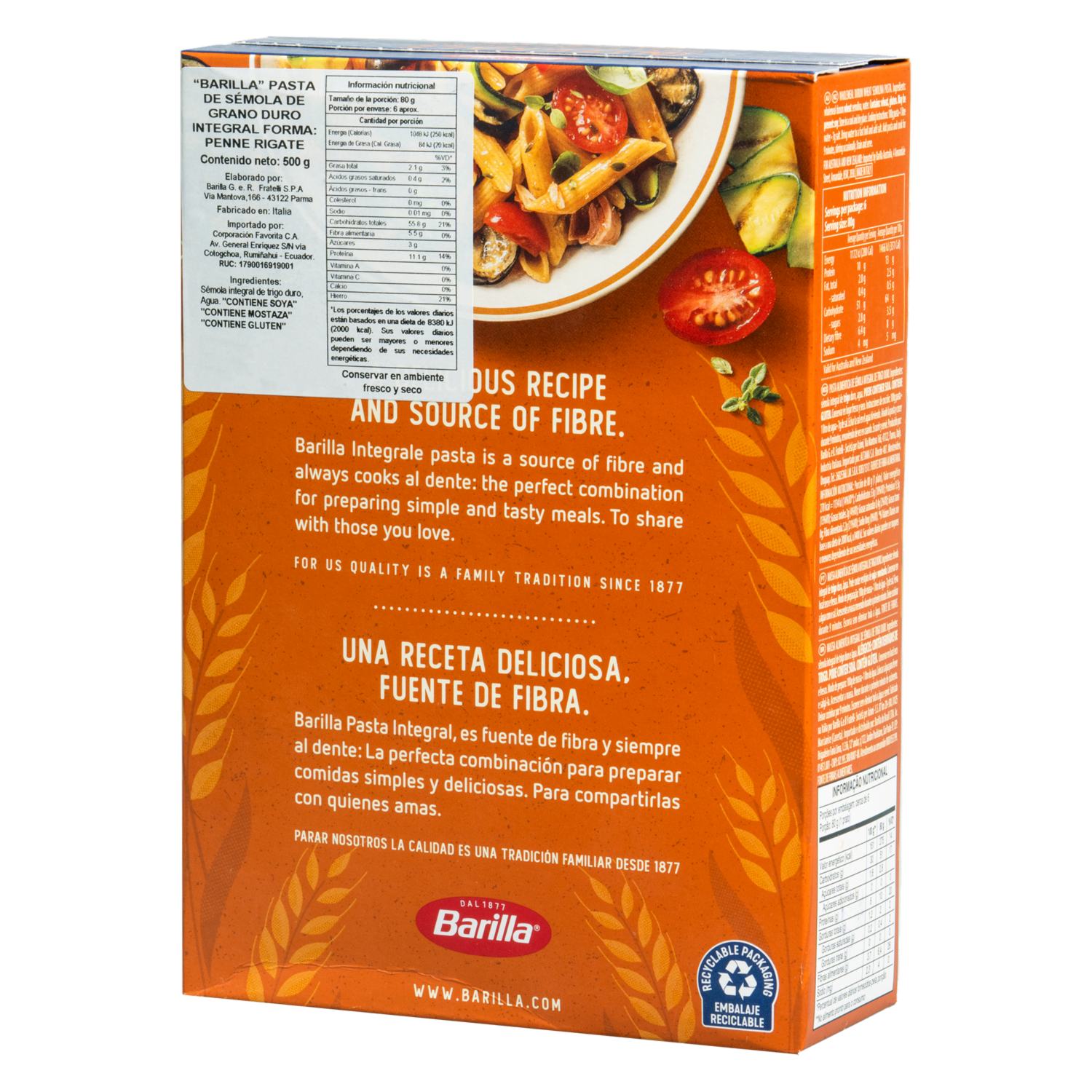 Barilla Pennete Rigate Integral BARILLA 500 G
