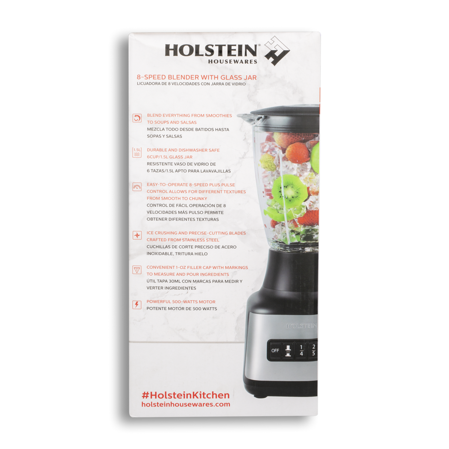 Licuadora 500 Watts HH-09101022SS HOLSTEIN 8 Velocidades