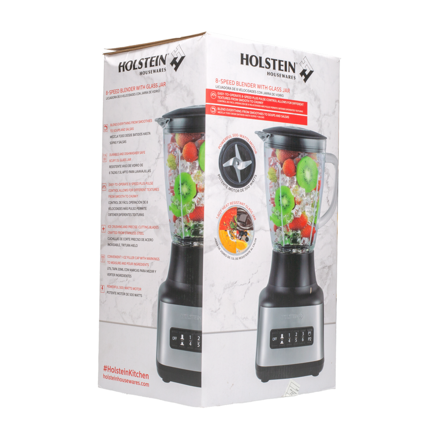 Licuadora 500 Watts HH-09101022SS HOLSTEIN 8 Velocidades