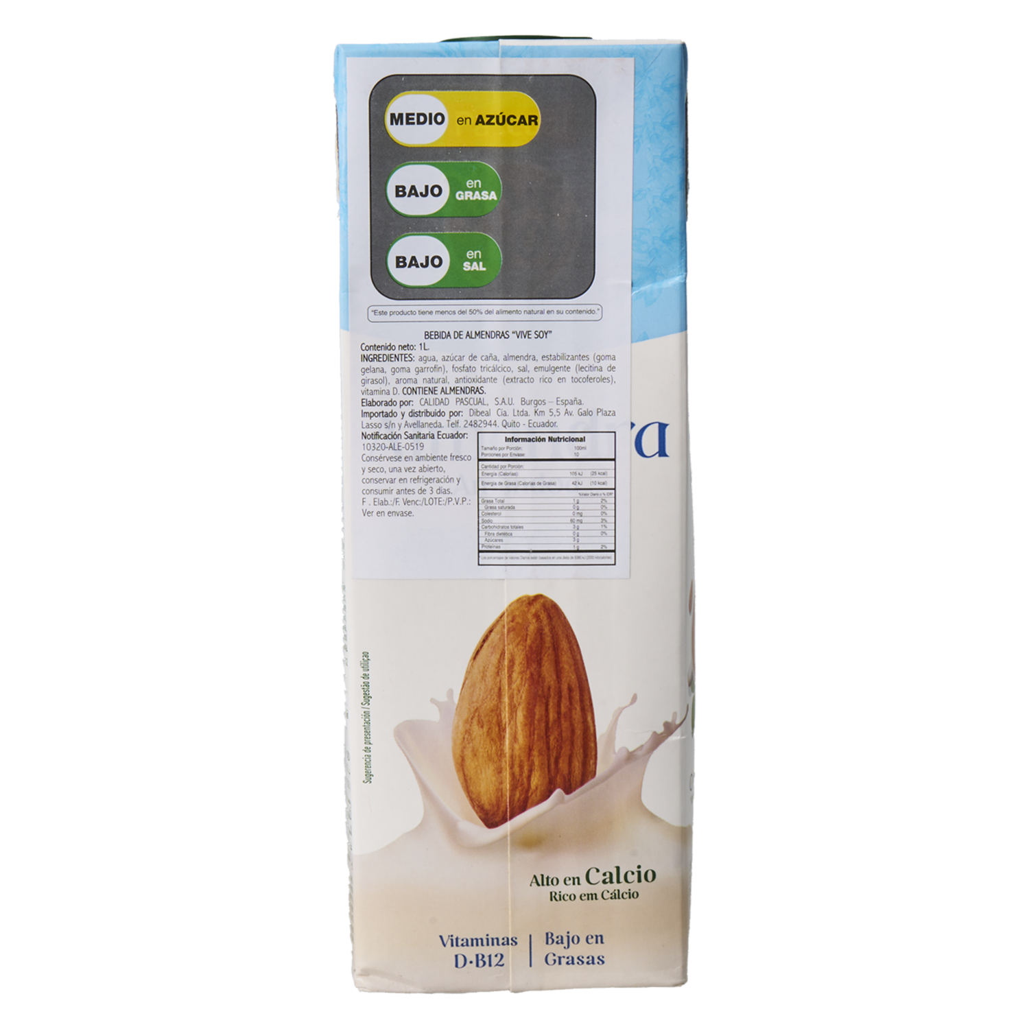 Bebida De Almendras Alta En Calcio VIVE SOY 1000 Ml