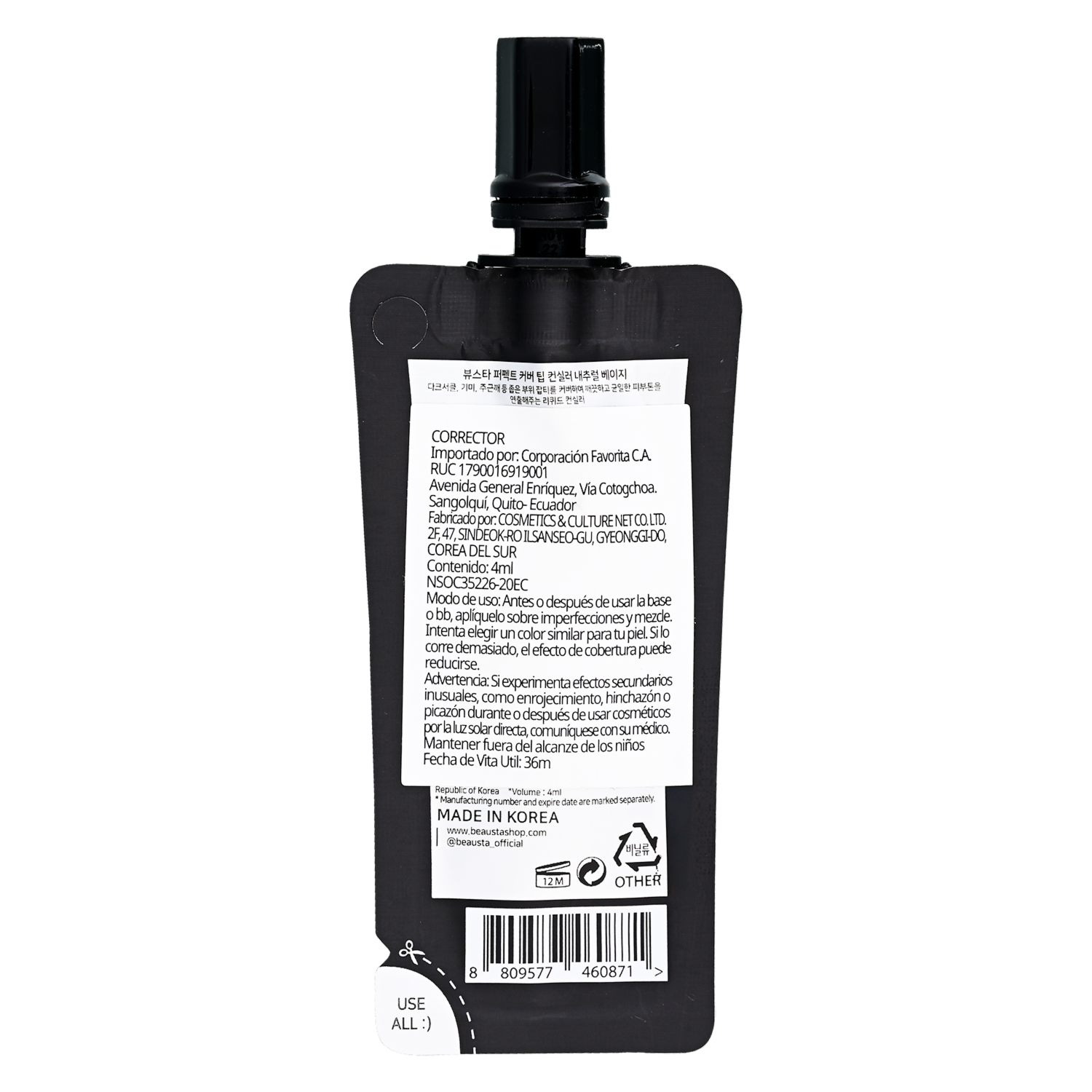 Corrector De Ojeras En Sachet Natural Beige BEAUSTA 4 Ml