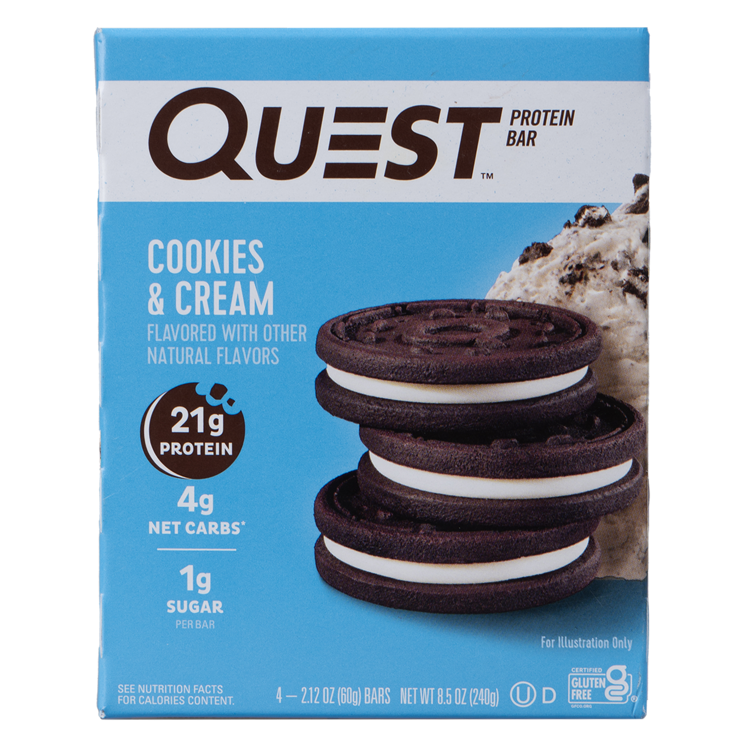 Barra De Proteína Cookies & Cream QUEST 4 x 60g