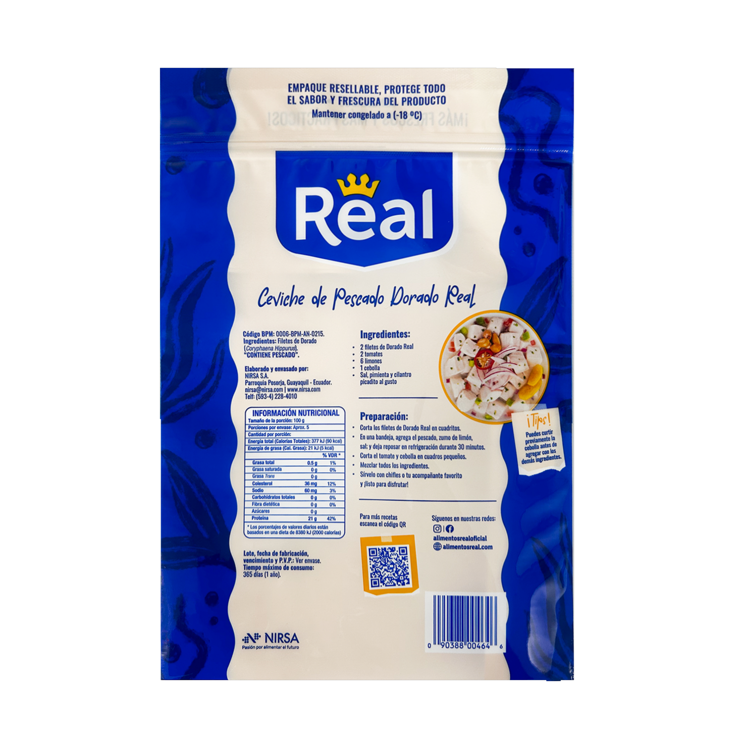 Dorado Congelado Filetes REAL 454 G