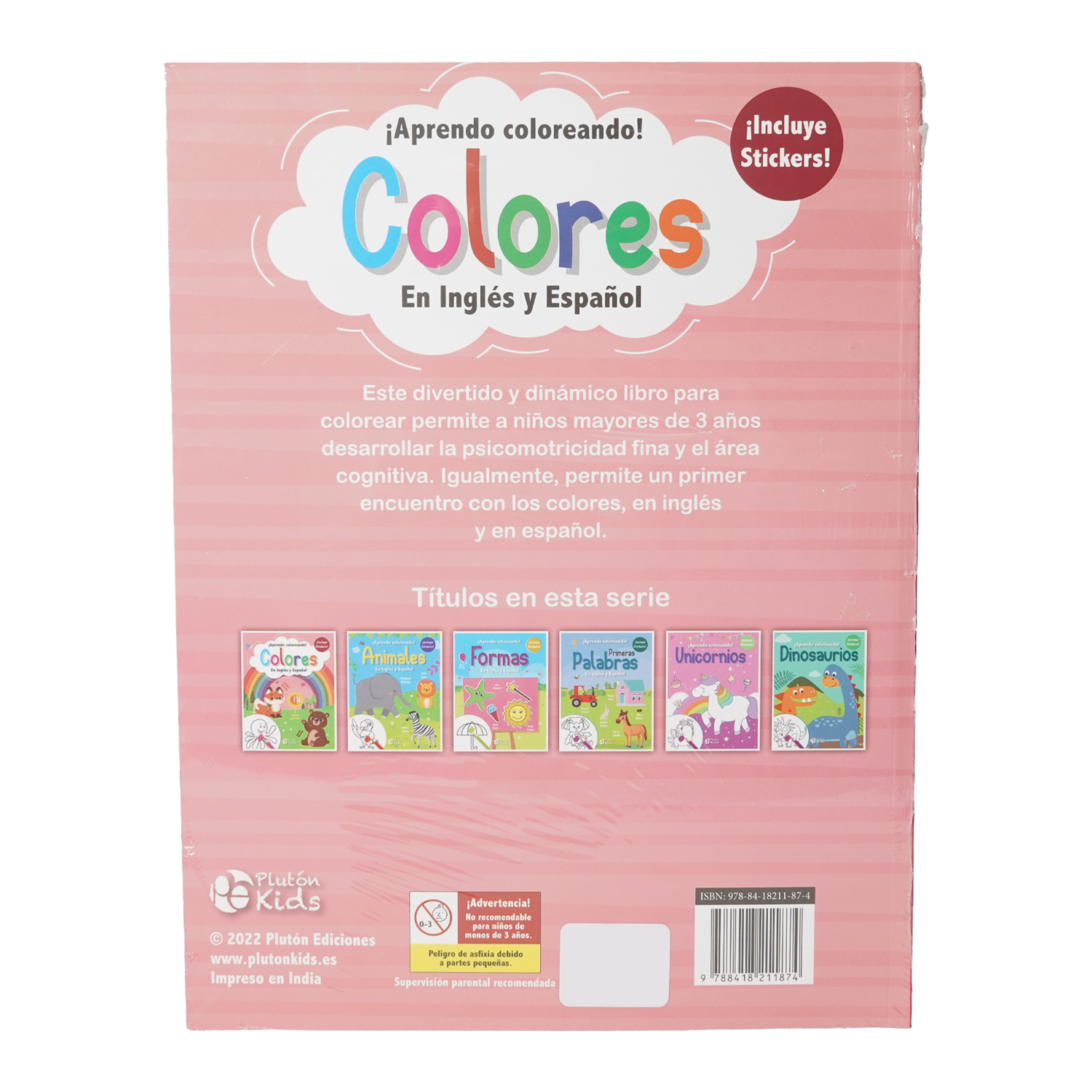 Aprendo Coloreando Colores En Inglés y Español PLUTÓN 50 Páginas