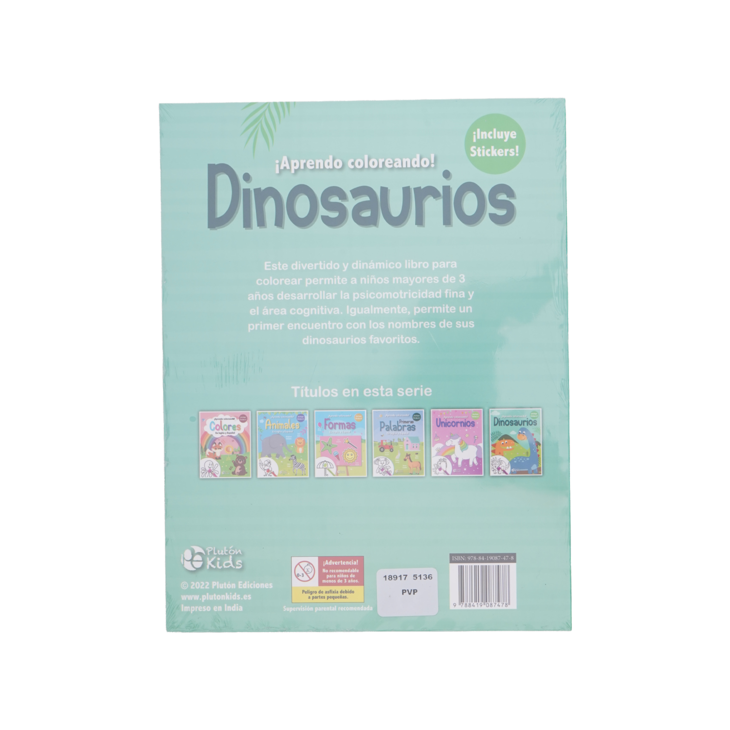 Libro Dinosaurios Aprendo Coloreando PLUTÓN 64 Páginas