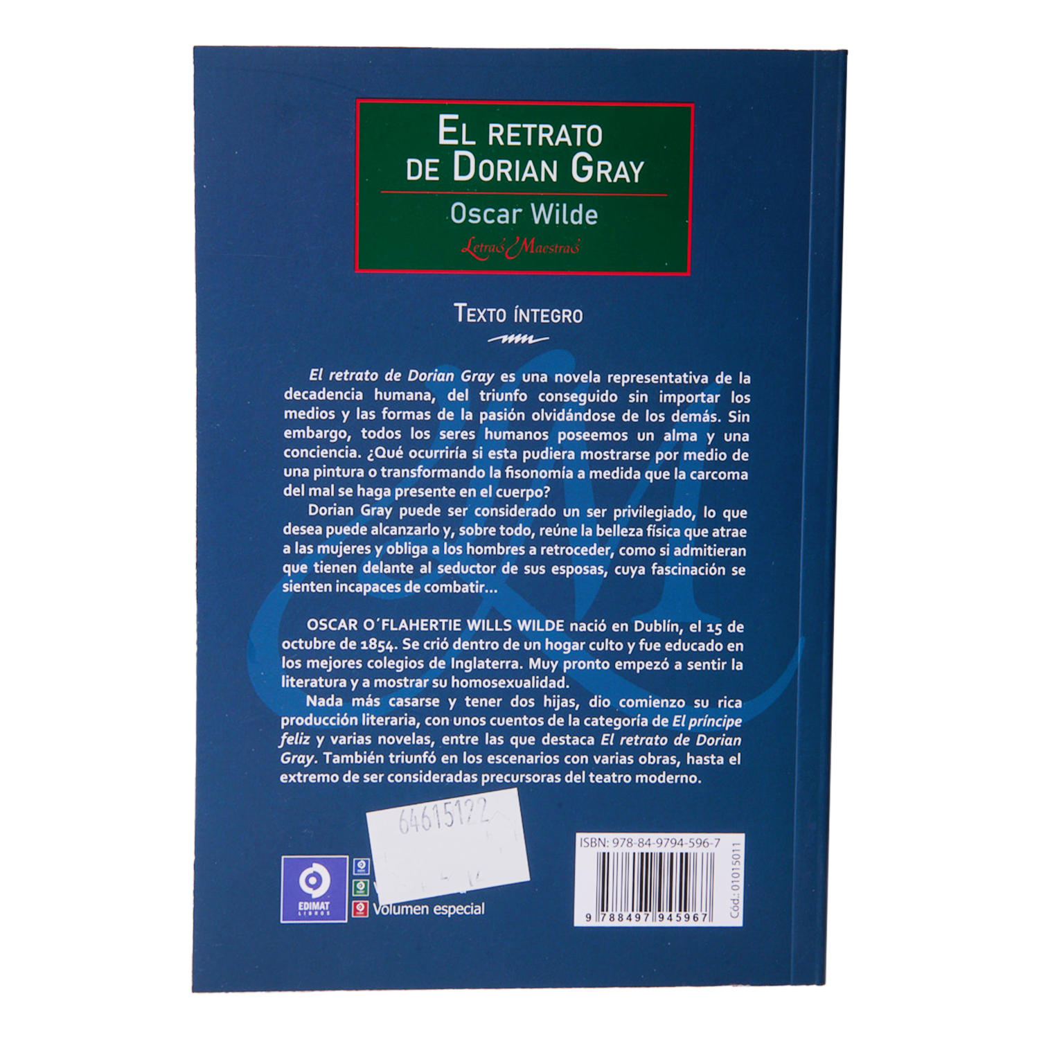Libro El Retrato De Dorian Gray EDIMAT 224 Páginas