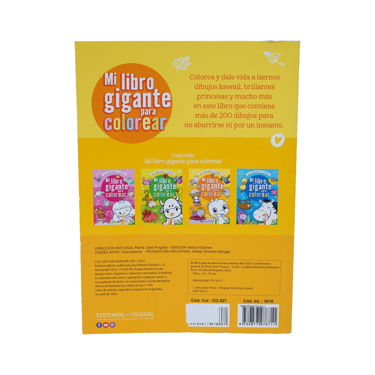Libro Gigante Para Colorear Naranja 2 MR.BOOKS 60 Páginas