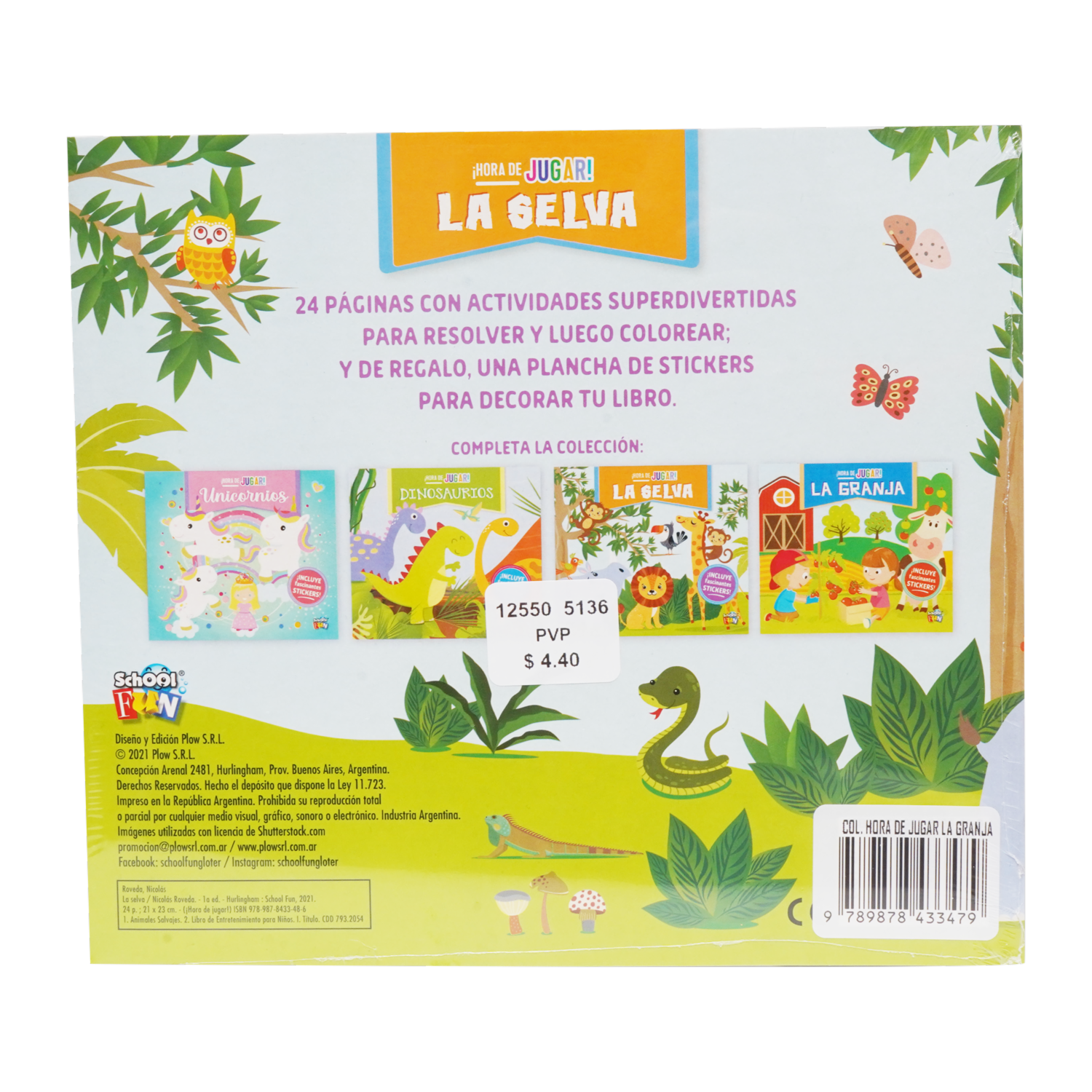 Libro Colección Hora De Jugar La Granja Dinosaurios La Selva Y Unicornios EDIBOOK 24 Páginas