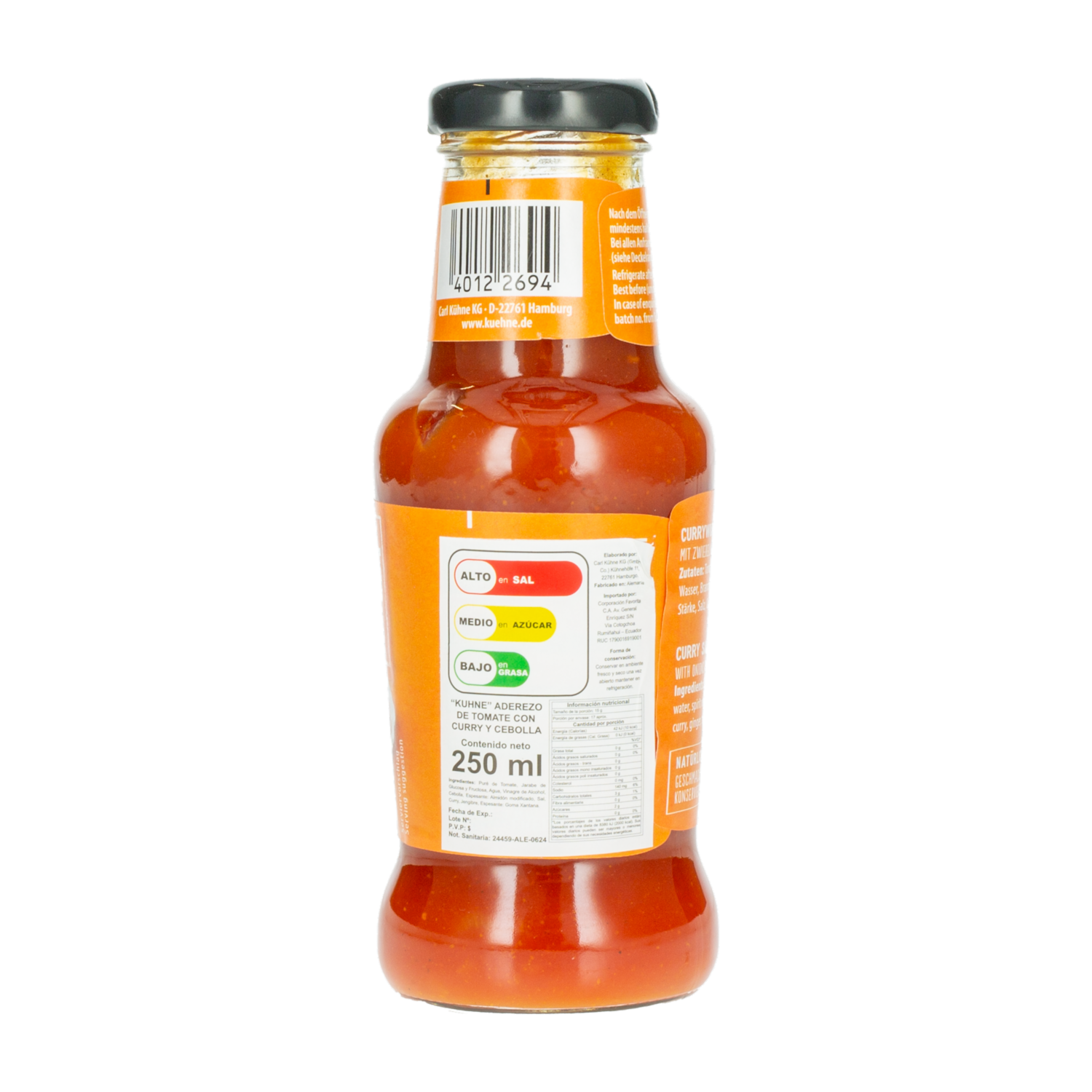 Aderezo De Tomate Con Curry Y Cebolla KÜHNE 250 Ml