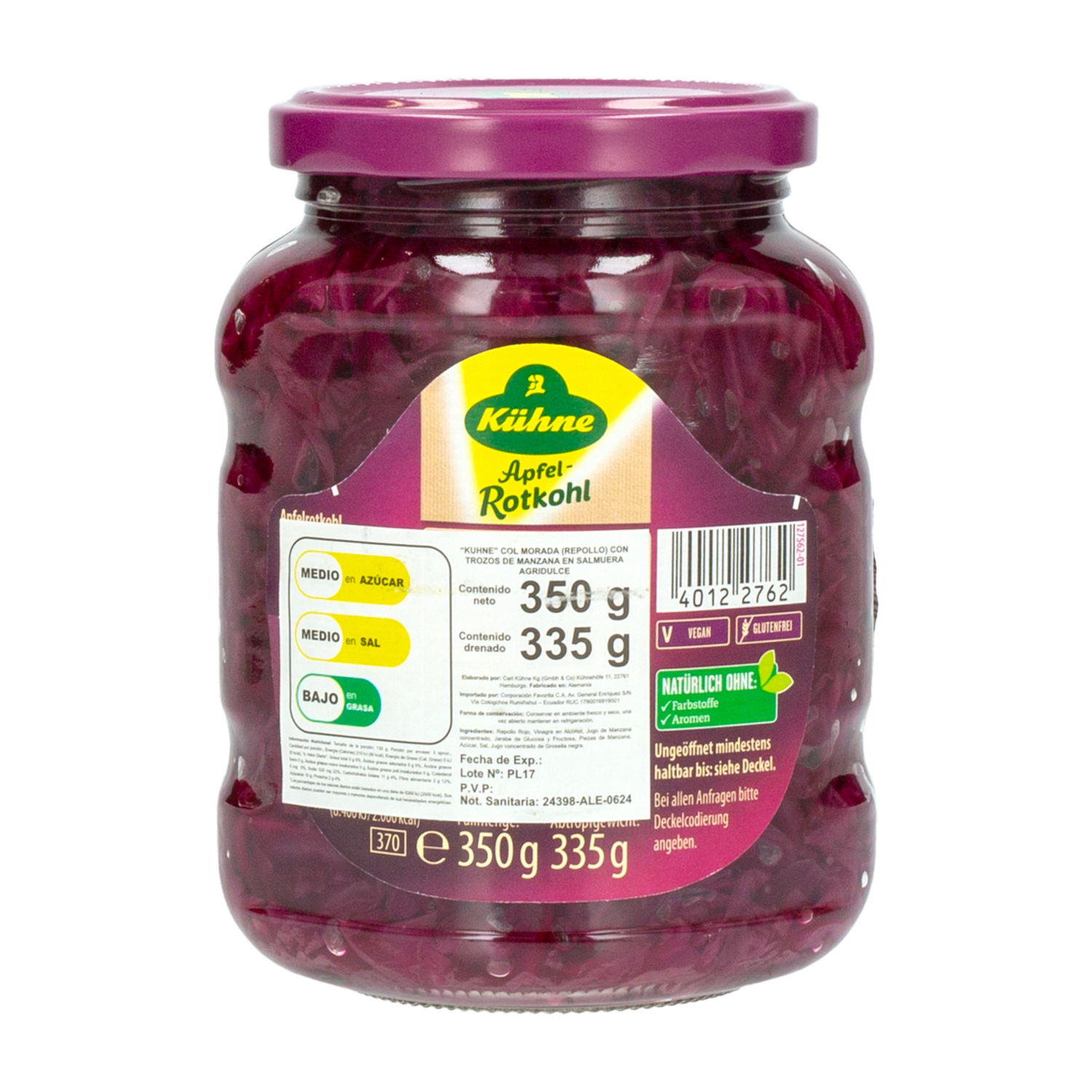 Col Morada Con Trozos De Manzana KÜHNE 350 G