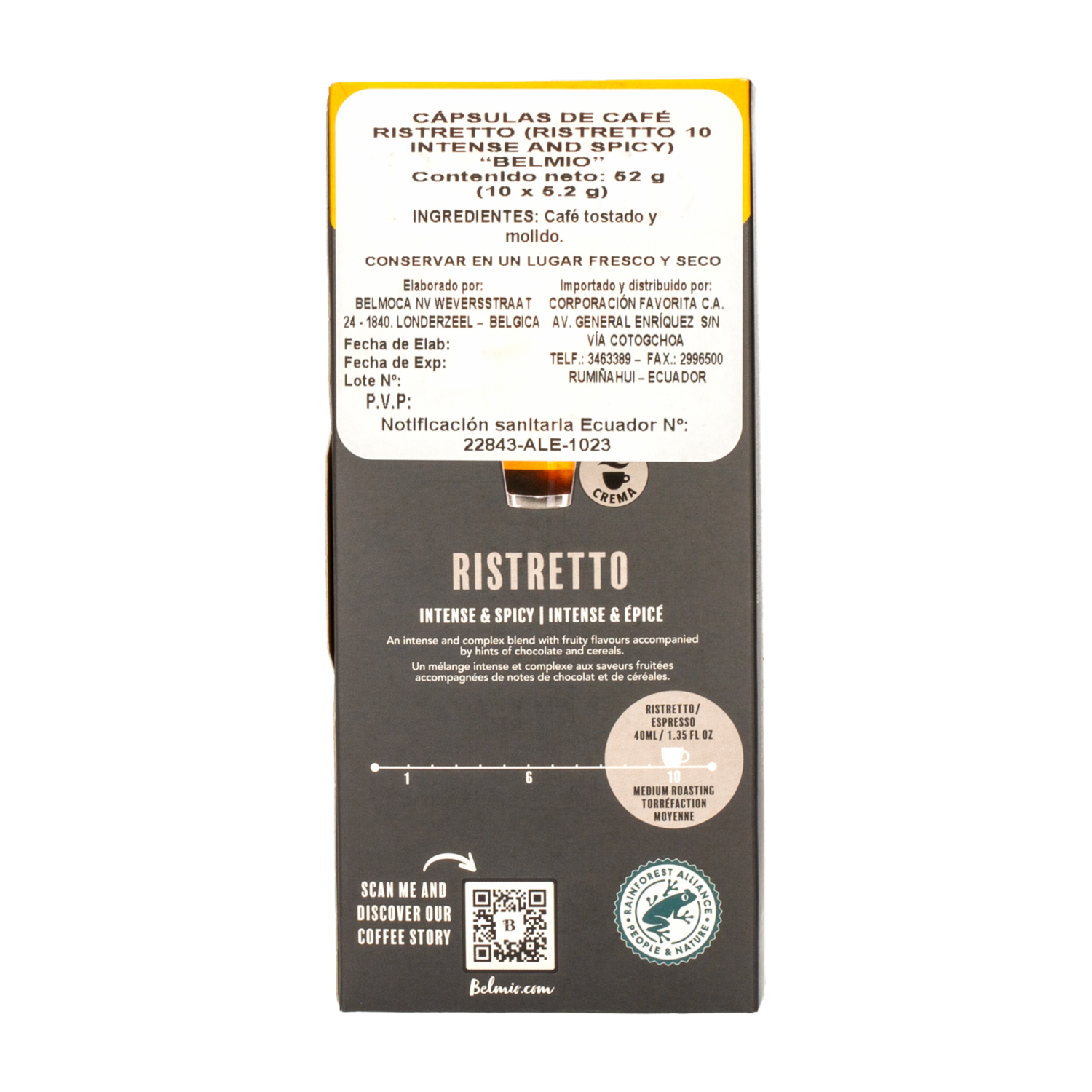 Café En Cápsulas Expreso Ristretto BELMIO 52 G