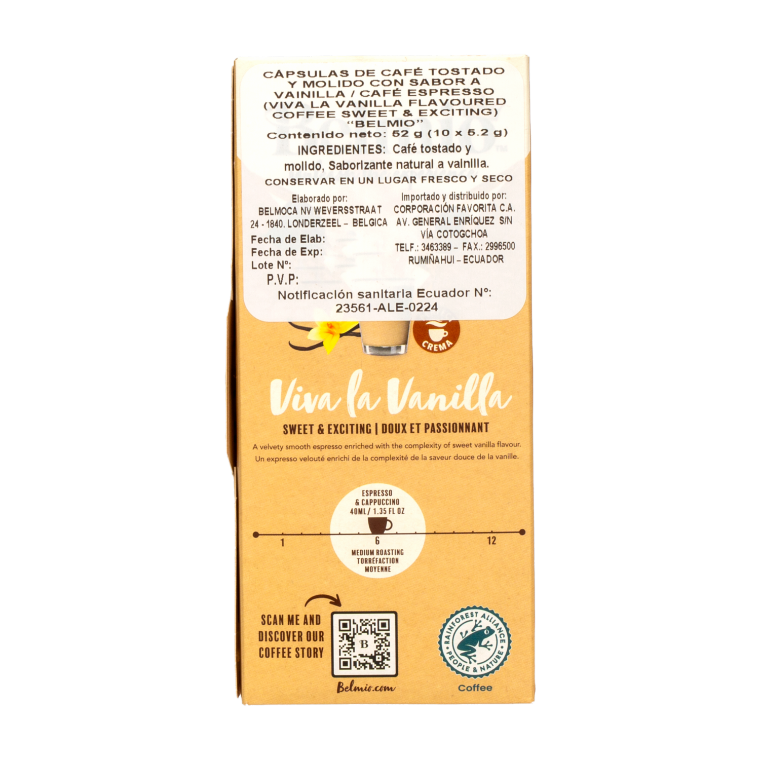 Café En Cápsulas Sabor A Vainilla BELMIO 52 G