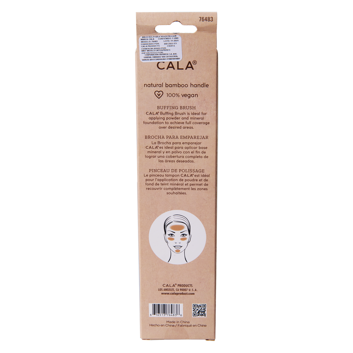 Brocha De Maquillaje Bamboo Buffing Brush CALA 1 U