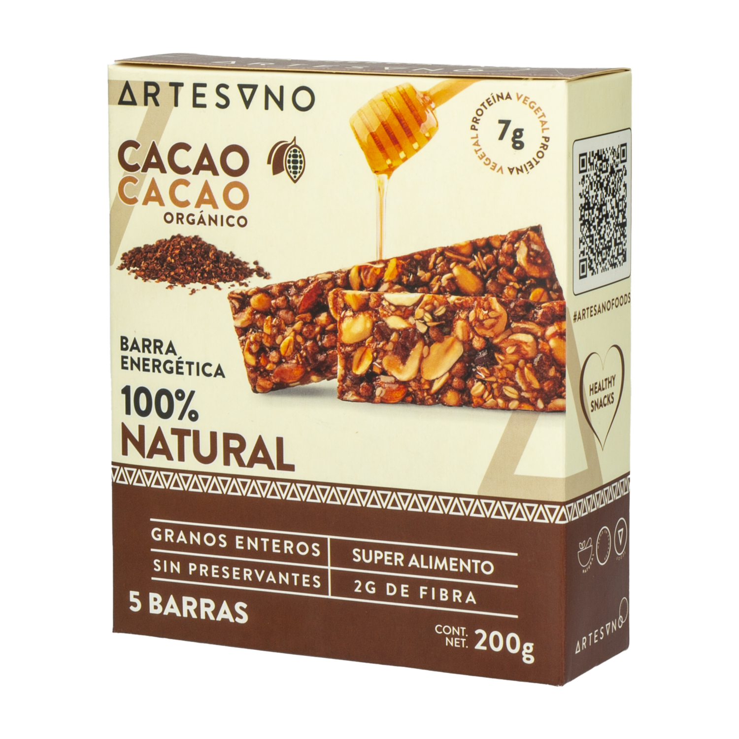 Barra Energética De Cacao Orgánico ARTESANO 200 G