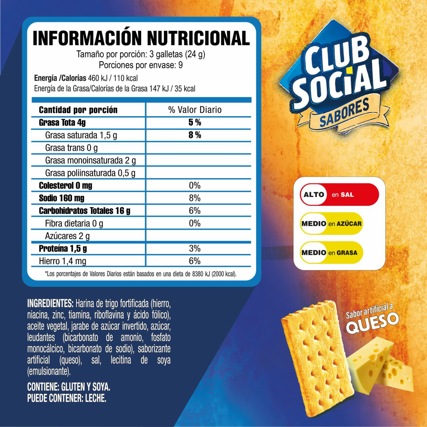 Galletas De Sal Sabor A Queso CLUB SOCIAL 216 G