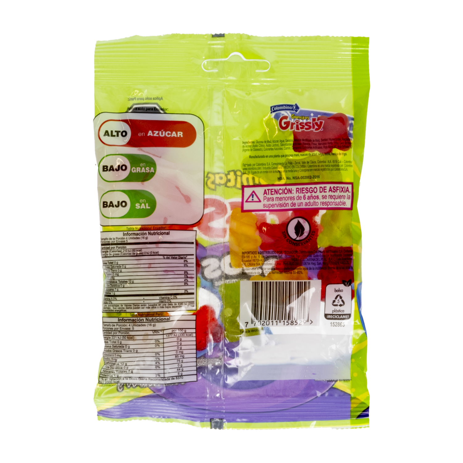 Gomitas Osos De Sabores GRISSLY 80 G