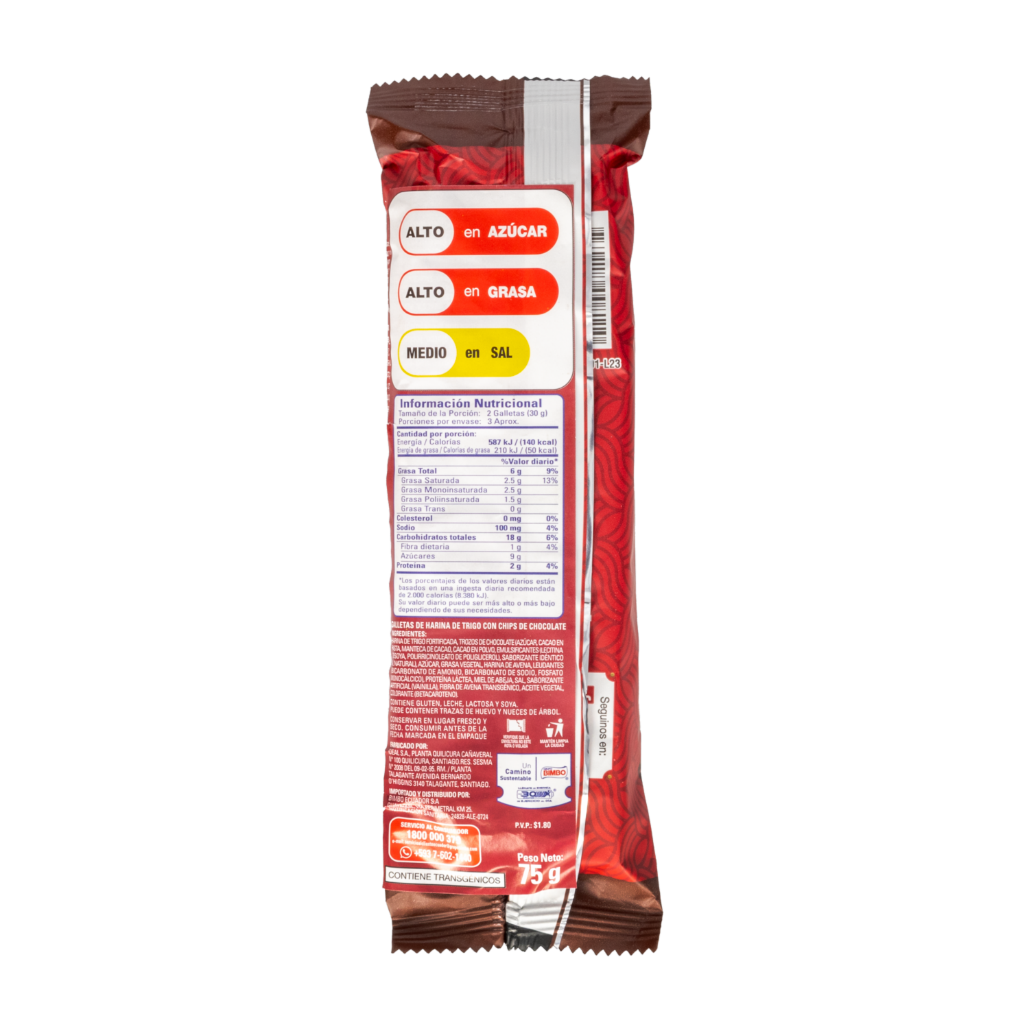 Galletas Dulces Chocochips Con Chispas De Chocolate NUTRA BIEN 75 G