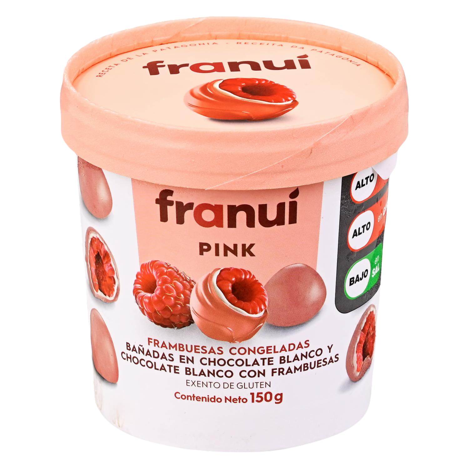 Frambuesas Congeladas Con Chocolate Blanco Pink FRANUÍ 150 G