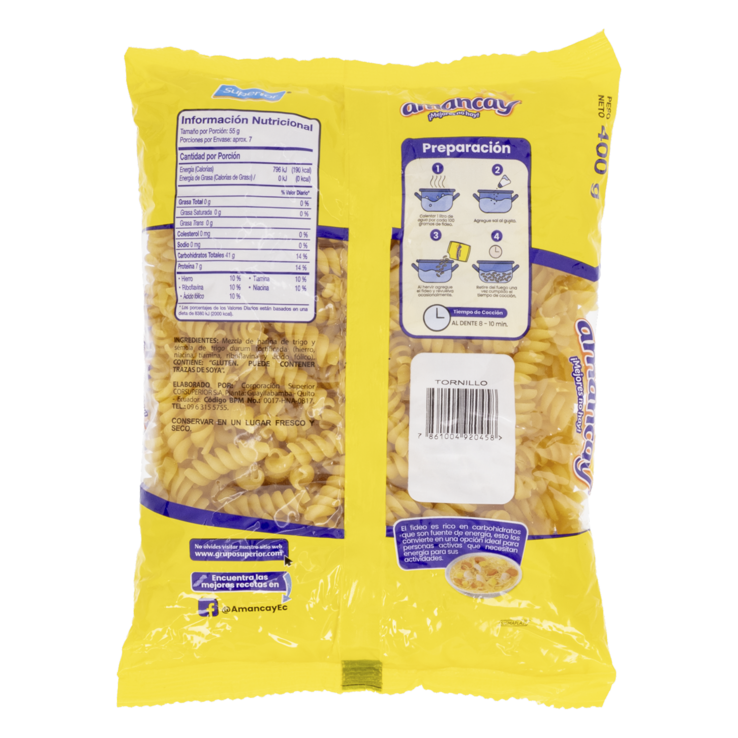 Fideos Tornillo AMANCAY 400 G