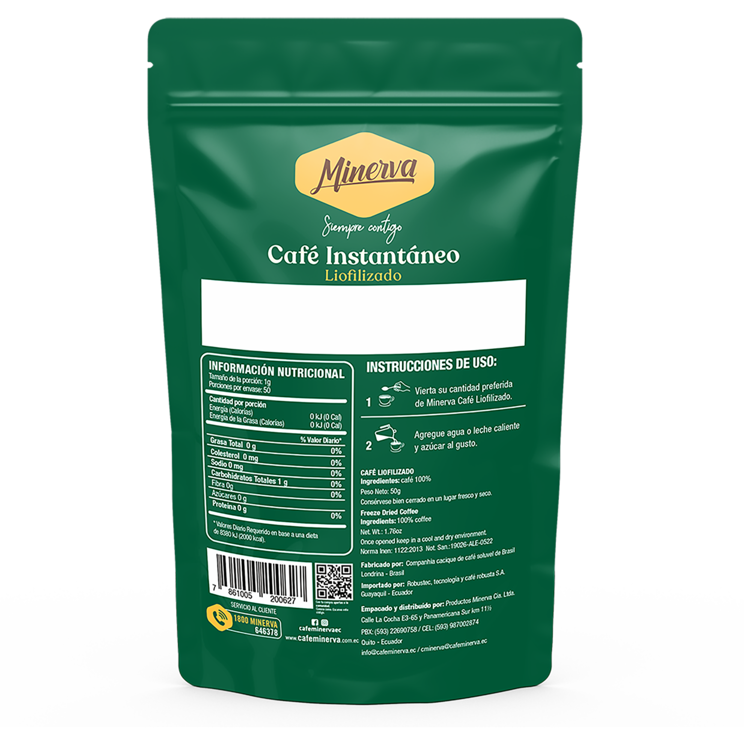 Café Instantáneo Liofilizado MINERVA 50 G