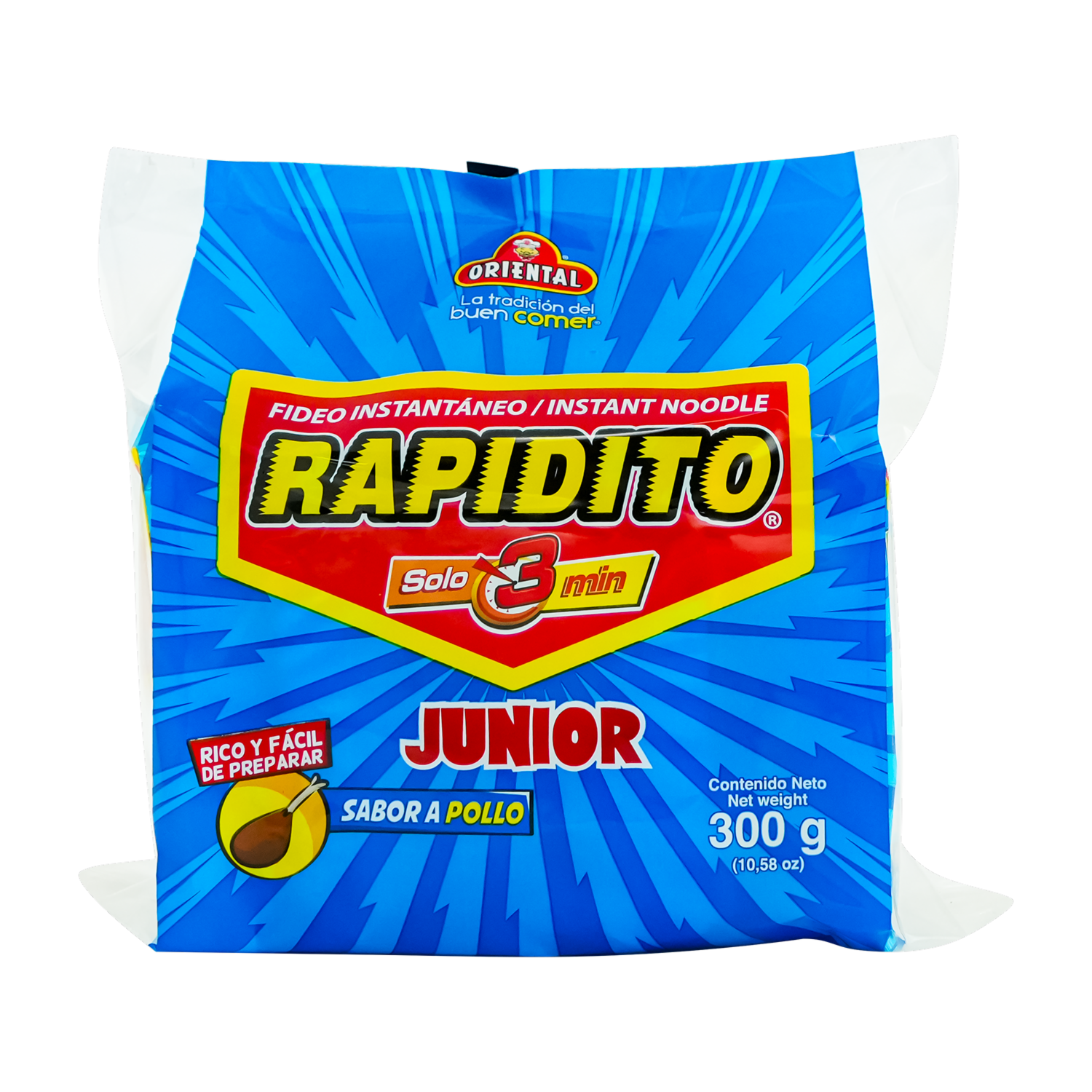 Fideo Instantáneo Rapidito Jr Sabor A Pollo ORIENTAL 300 G