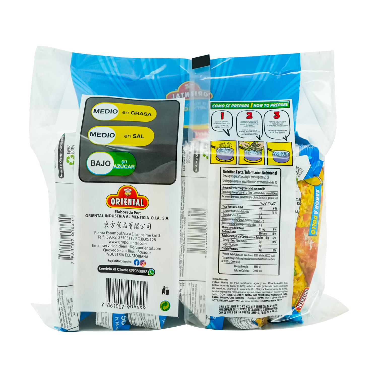 Fideo Instantáneo Rapidito Jr Sabor A Pollo ORIENTAL 300 G