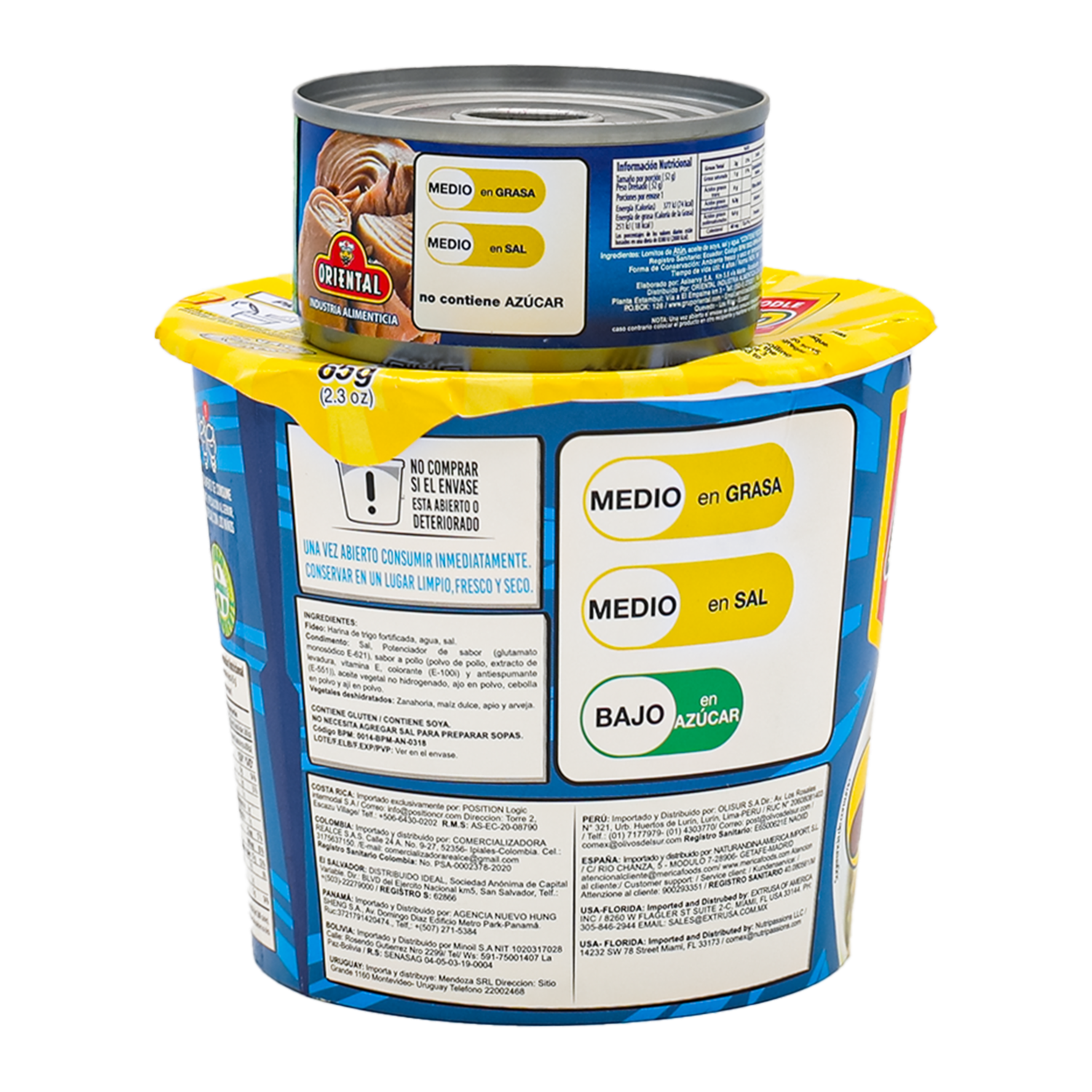 Fideo Instantáneo Rapidito Pollo Vaso con Atún ORIENTAL 145 G