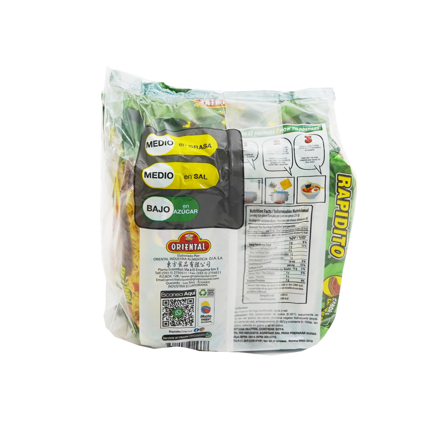 Fideo Instantáneos Rapidito Sabor A Carne ORIENTAL 500 G
