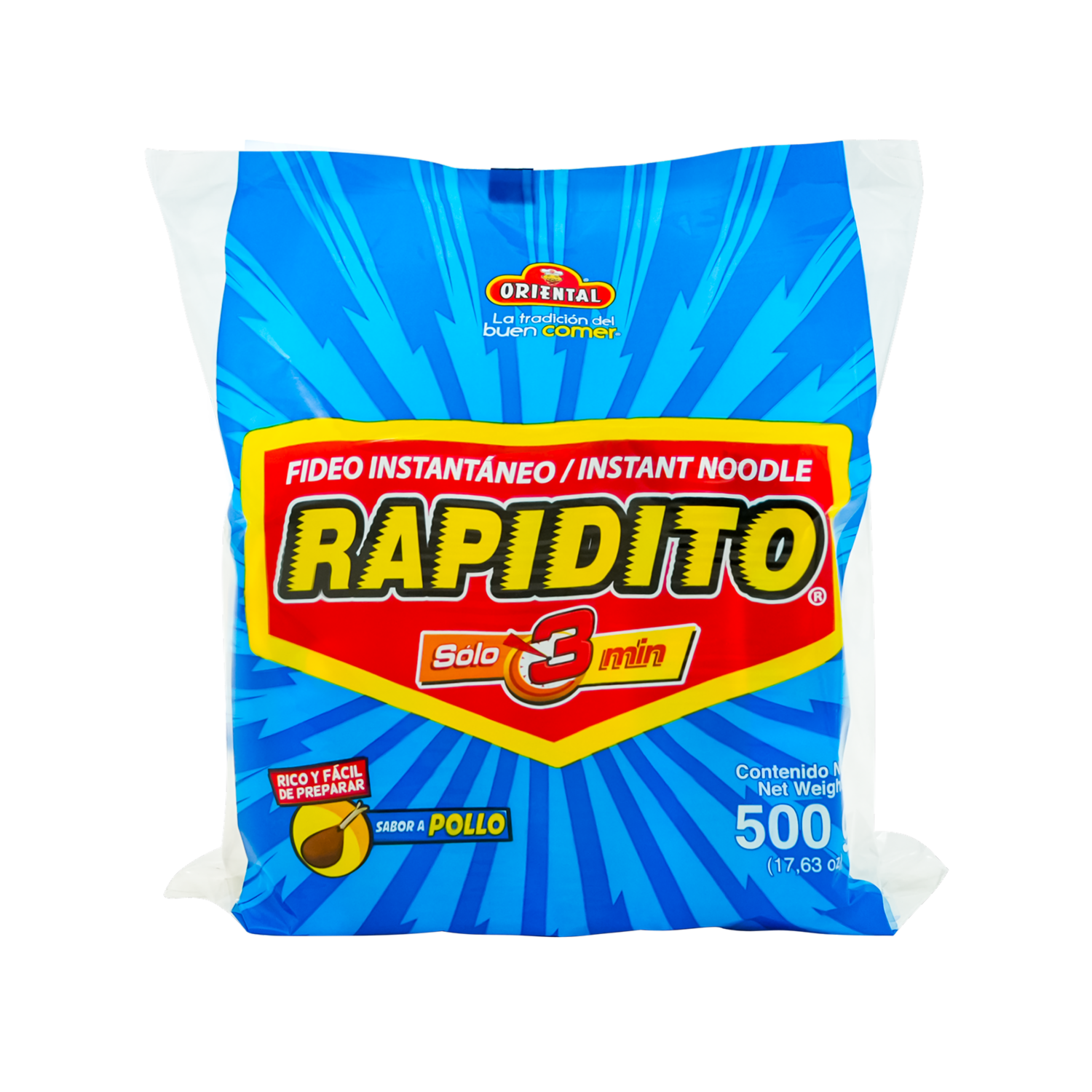 Fideo Instantáneos Rapidito Sabor A Pollo ORIENTAL 500  G