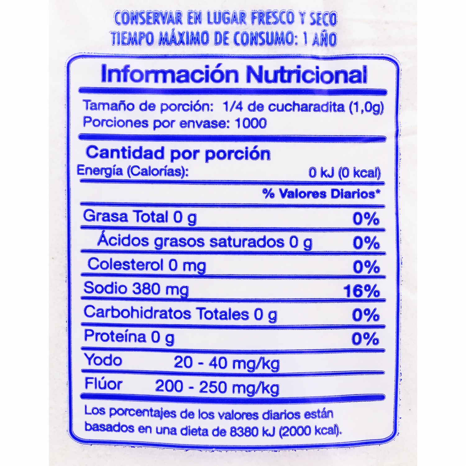 Sal Yodada Y Fluorada LA ORIGINAL 1 000 G