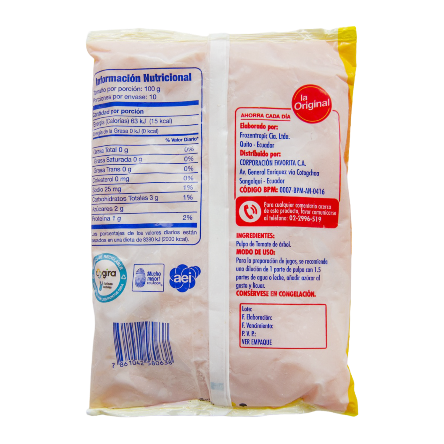 Pulpa De Tomate De Árbol LA ORIGINAL 1000 G