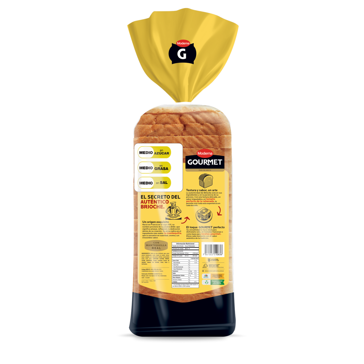 Pan Gourmet Brioche MODERNA 600 G