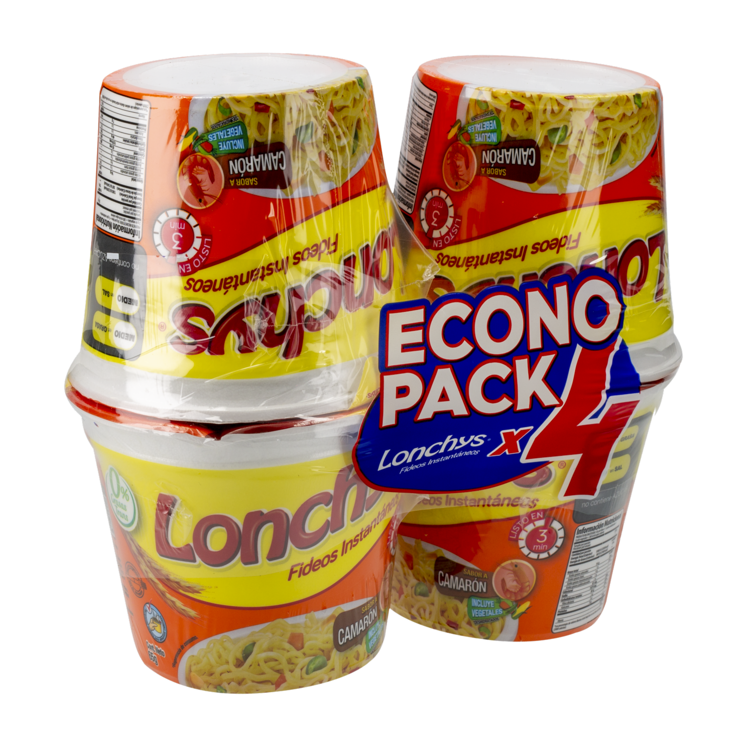 Fideo Instantáneo Camarón LONCHYS 4 X 65 g