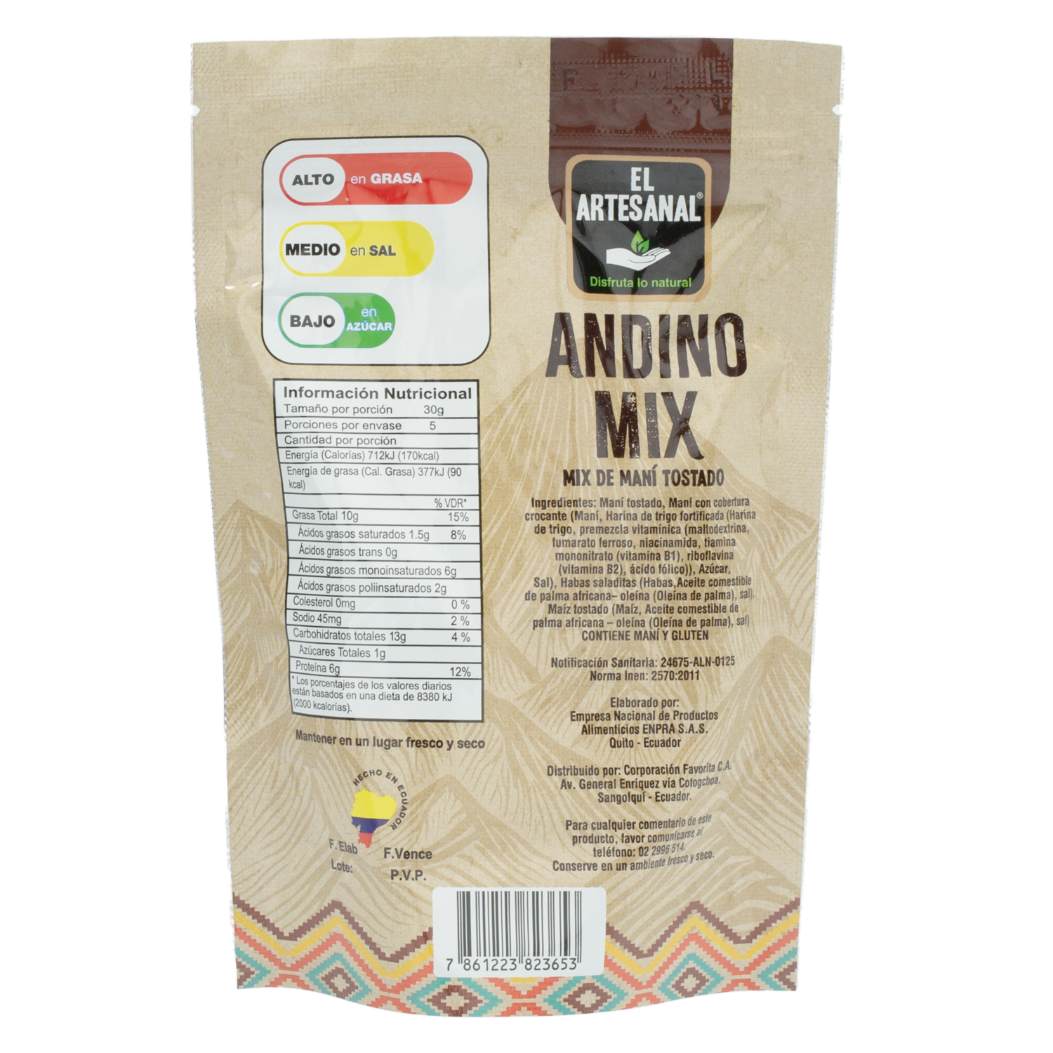 Mix Andino Habas Maní Y Tostado EL ARTESANAL 150 G