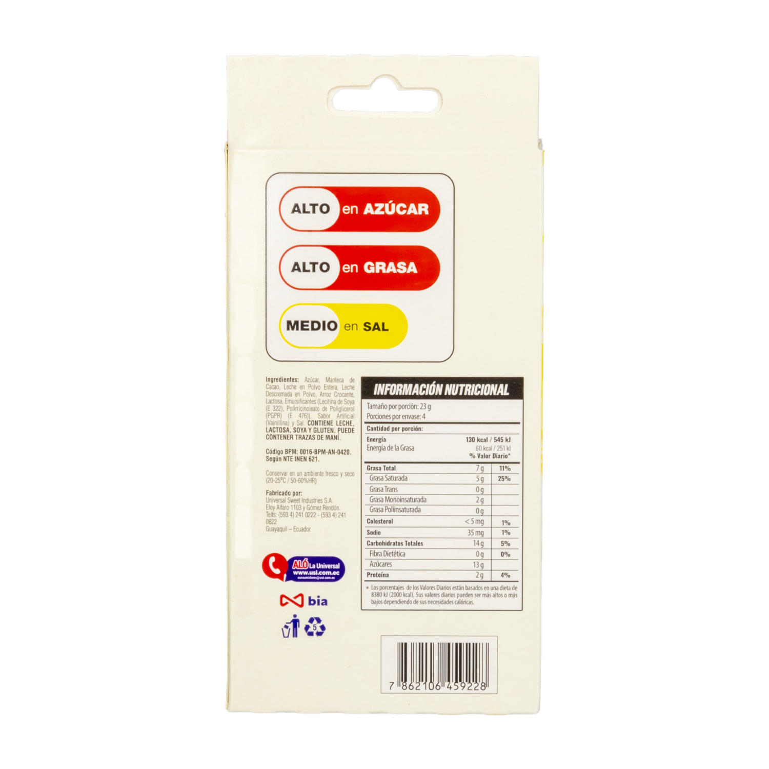 Chocolate Blanco Con Arroz Crocante LA UNIVERSAL 92 G