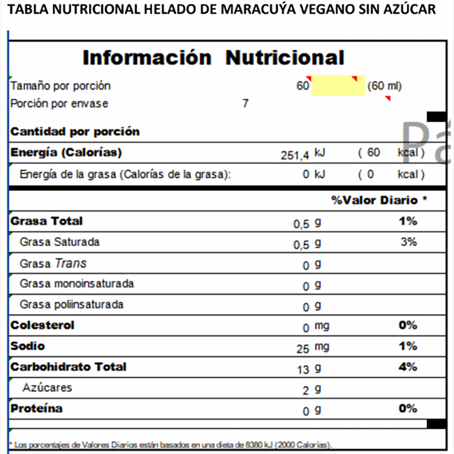 Helado De Maracuyá Sin Azúcar PACCARI 450 G