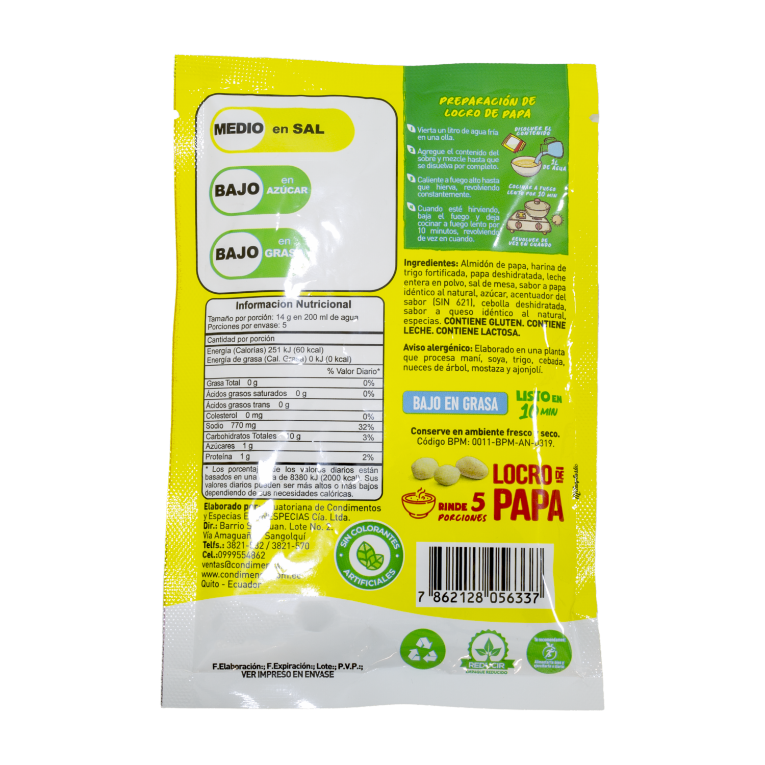 Sopa Instantánea Locro De Papas En Polvo Premezcla CONDIMENSA 70 G