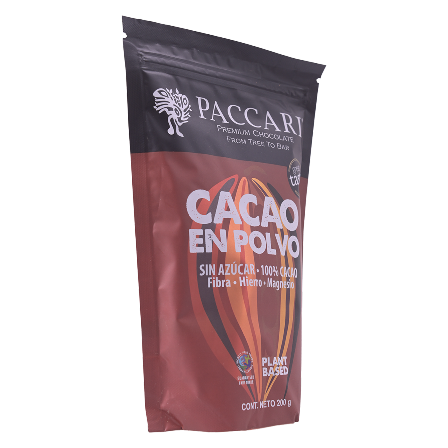 Cacao En Polvo Natural Sin Azúcar Cocoa PACCARI 200 G