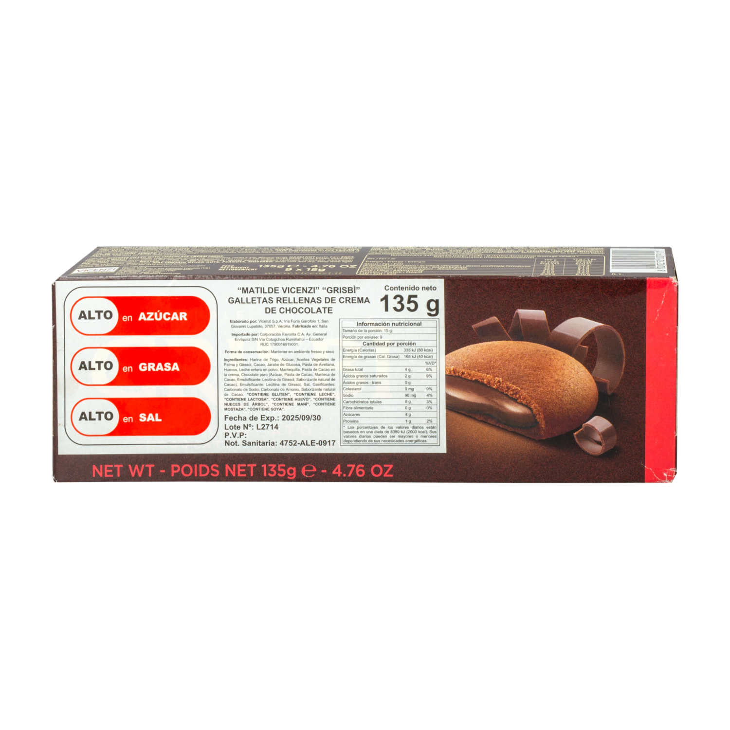 Galletas Dulces Rellenas Con Crema De Chocolate MATILDE VICENZI 135 G
