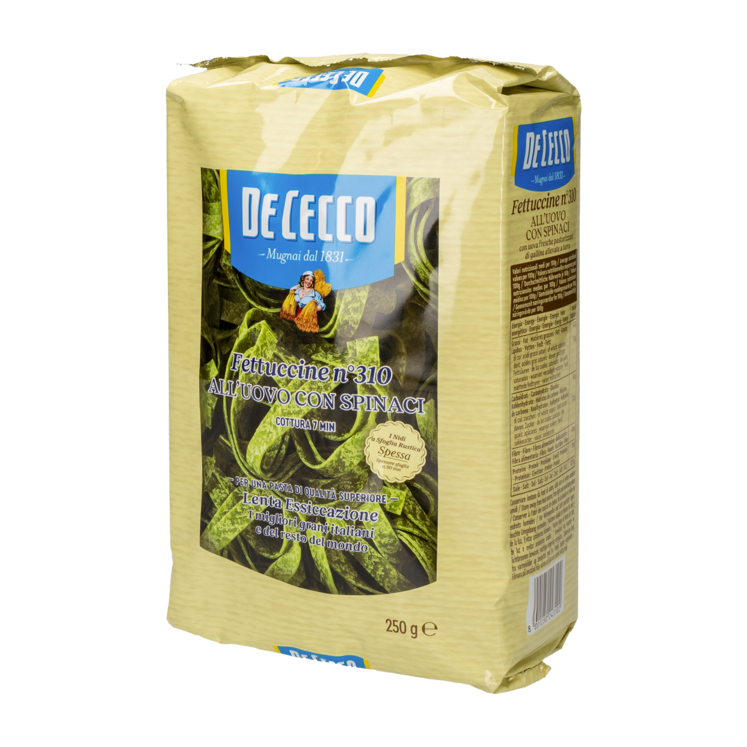 Fideo Pasta Fetuccini Espinaca DE CECCO 250 G