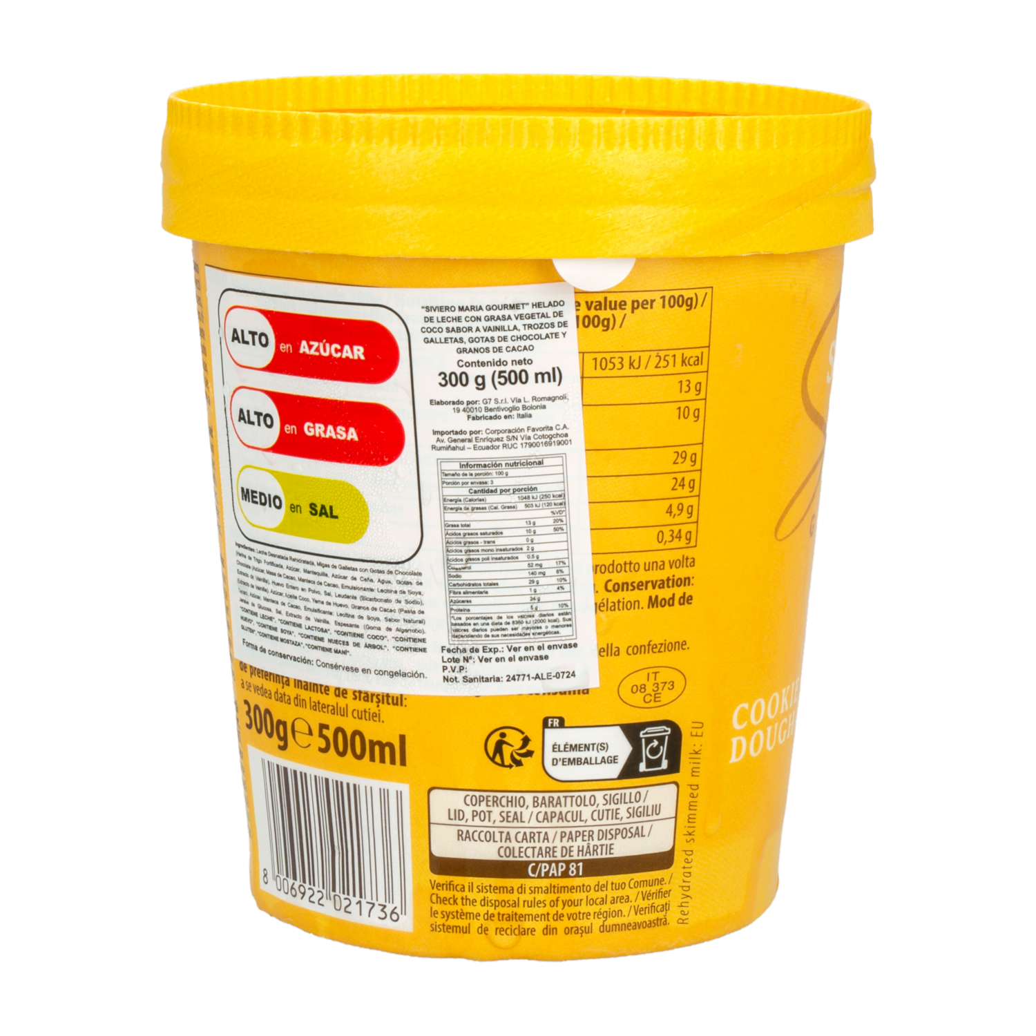 Helado Cookie Dough SIVIERO MARIA 300 Ml