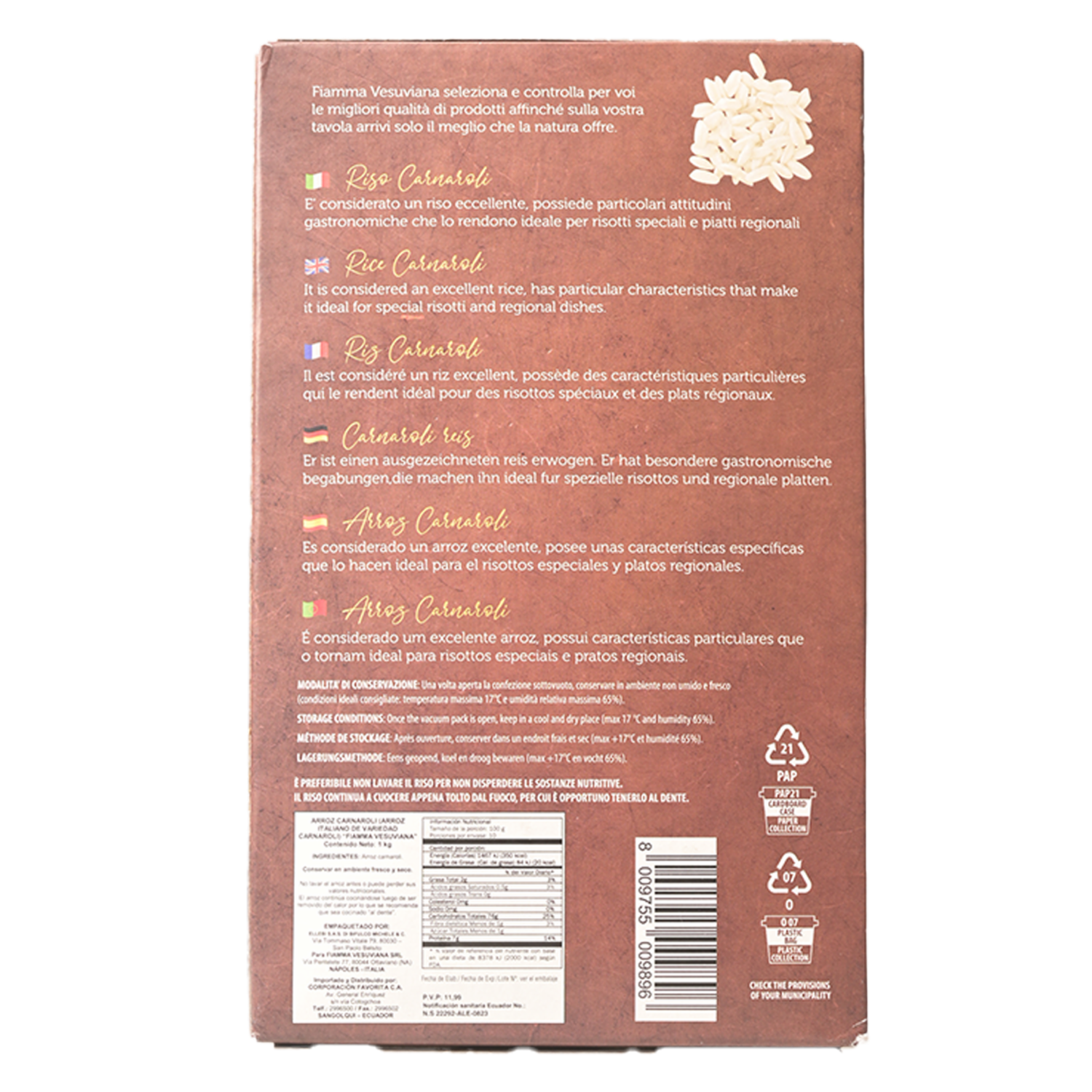Arroz Riso Carnaroli FIAMMA VESUVIANA 1000 G