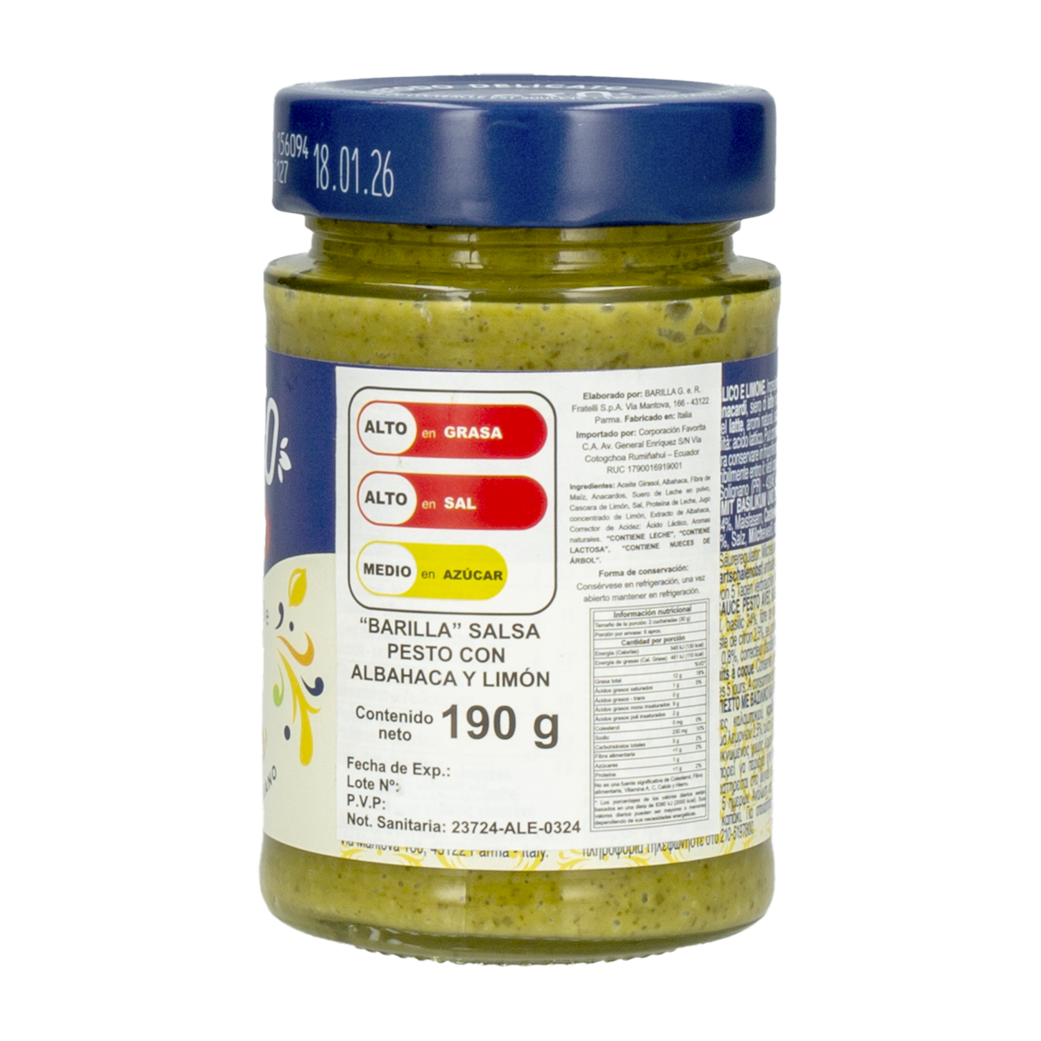 Pesto Con Albaca Y Limón BARILLA 190  G